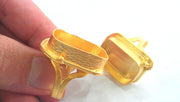 Adjustable Ring Blank (25x18 mm Blank) ,Cabochon Base,Mountings ,  Gold Plated Brass G1091