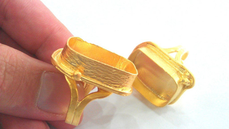 Adjustable Ring Blank (25x18 mm Blank) ,Cabochon Base,Mountings ,  Gold Plated Brass G1091