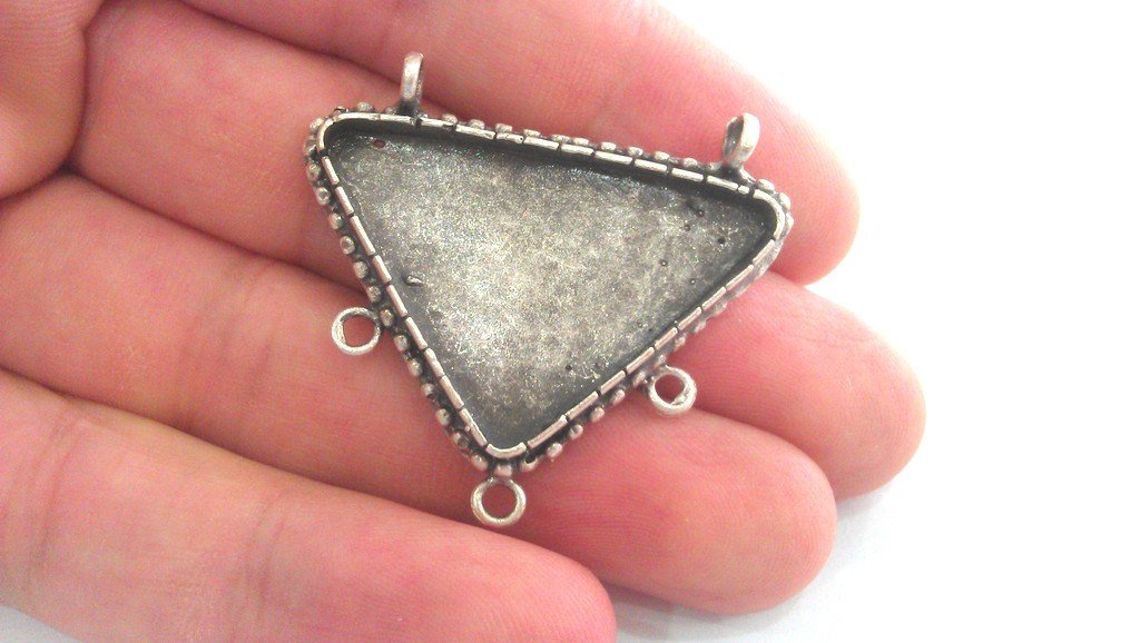 Antique  Silver  Plated Brass Cabochon Base ,Findings,Pendant  G1094