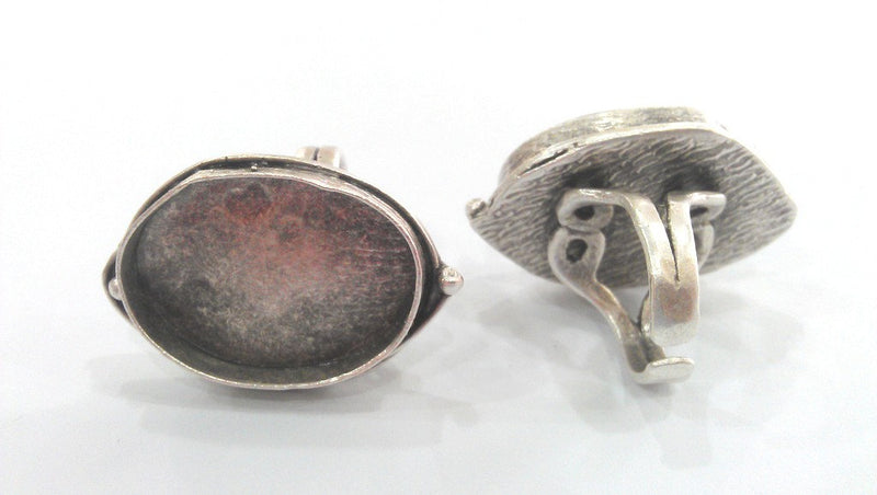 Silver Ring Bezel Base Settings Blank Cabochon Base Mountings Adjustable  Oxidized Silver Plated Ring Blank (30x22 mm Blank)   G12150