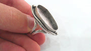 Silver Ring Bezel Base Settings Blank Cabochon Base Mountings Adjustable  Oxidized Silver Plated Ring Blank (30x22 mm Blank)   G12150