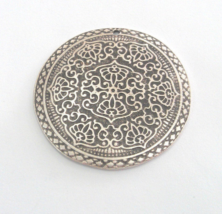 Antique Silver Tribal Pendant , Ethneic Pendant Medallion  Pendants  (45 mm) G12298