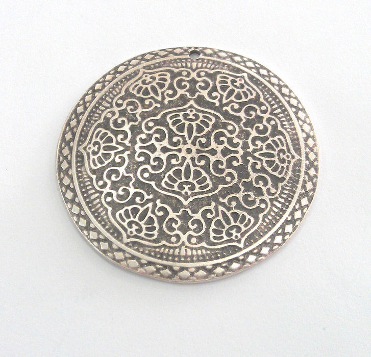 5 Pcs (45 mm) Oxidized Silver Plated  Medallion  Pendants G12298