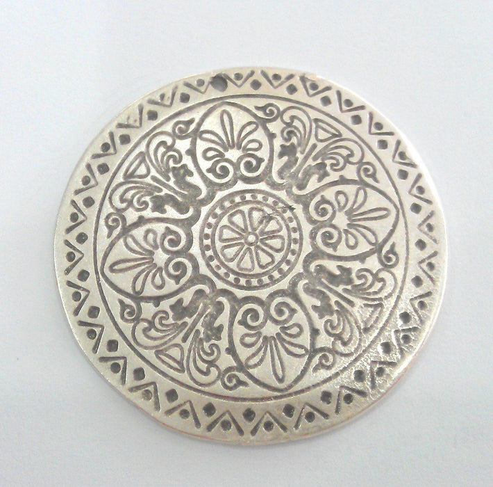 5 Pcs (45 mm) Oxidized Silver Plated  Medallion  Pendants G12294