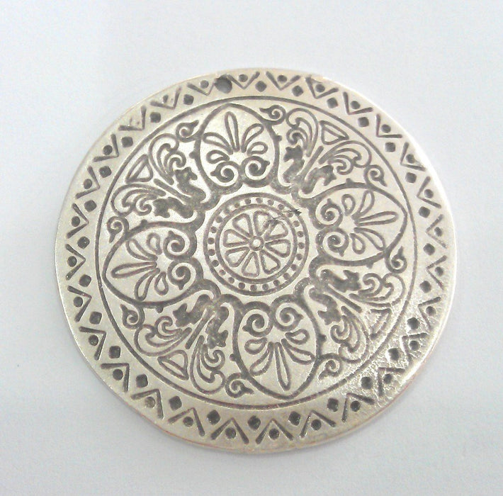 Silver Pendant Antique Silver Pendant Oxidized Silver Plated  Medallion  Pendants  (45 mm)   G12294