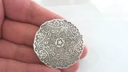 Silver Pendant Oxidized Silver Plated Medallion  Pendants (45 mm)  G14604