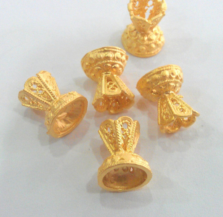 2 Gold Plated Cone  Findings , Gold Plated Brass  G1106