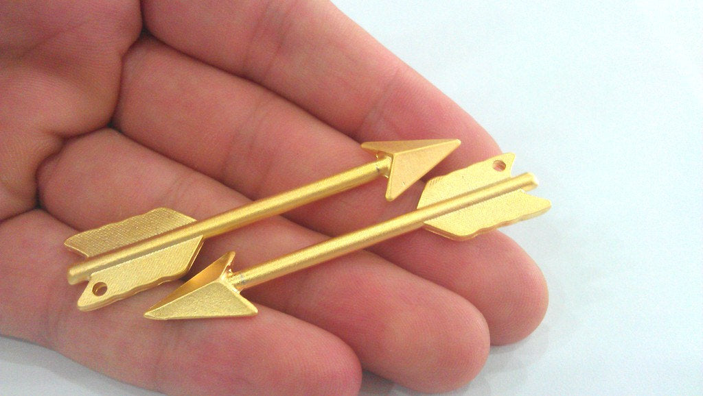 5 Gold Pendant Gold Plated Arrow  Pendant 5 Pcs (65x12 mm)   G11588