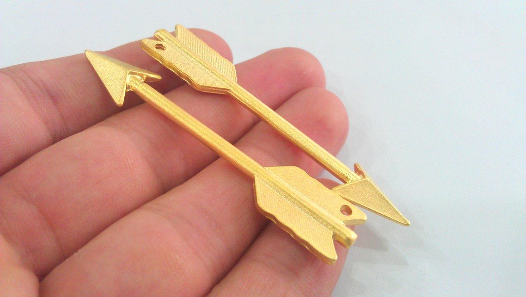 5 Gold Pendant Gold Plated Arrow  Pendant 5 Pcs (65x12 mm)   G11588