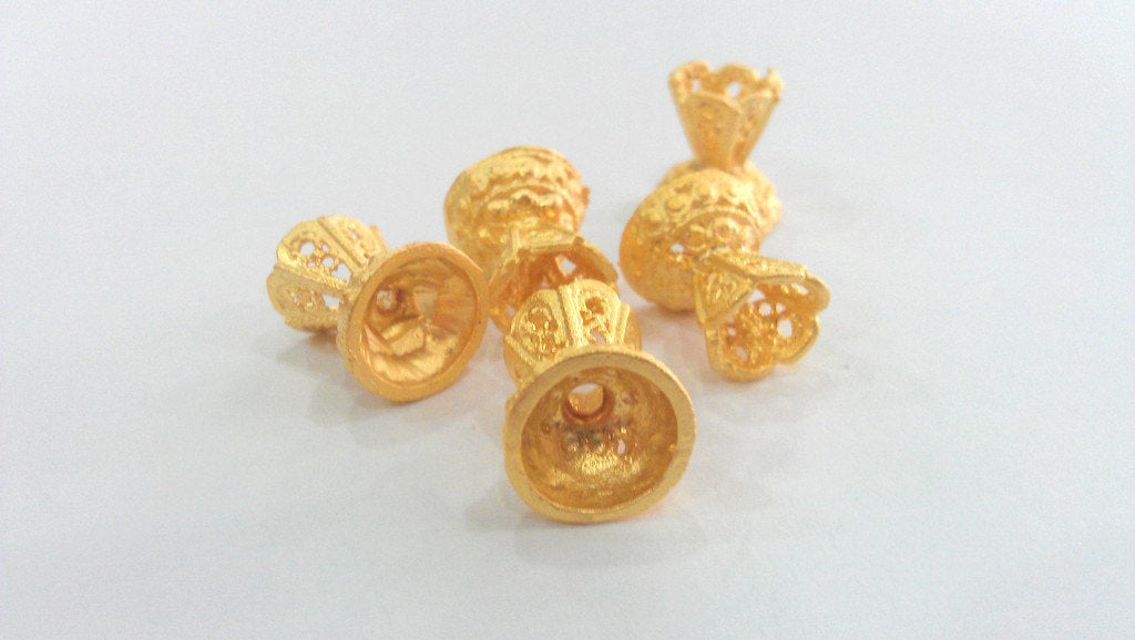 2 Gold Plated Cone  Findings , Gold Plated Brass  G1106