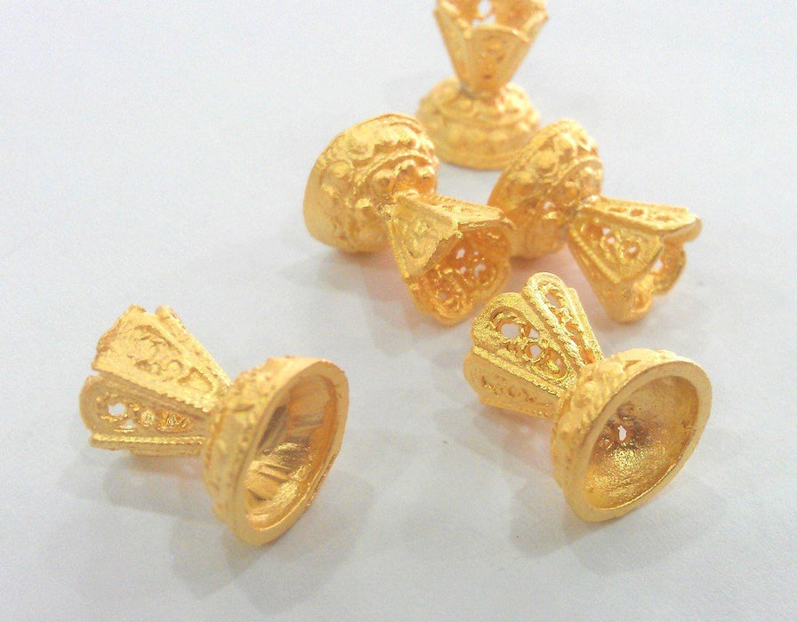 2 Gold Plated Cone  Findings , Gold Plated Brass  G1106