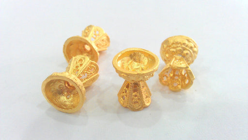 2 Gold Plated Cone  Findings , Gold Plated Brass  G1106