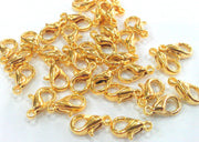 10 Pcs. (10x6 mm) Gold Plated Metal Lobster Clasps  G1160