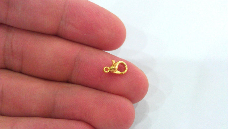 10 Pcs. (10x6 mm) Gold Plated Metal Lobster Clasps  G1160