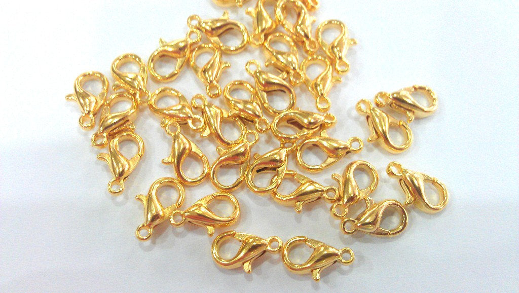 10 Pcs. (10x6 mm) Gold Plated Metal Lobster Clasps  G1160