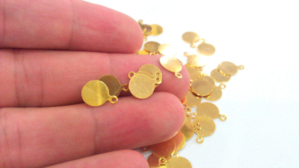 20 Gold Round Charms 24k Shiny Gold Charms (8 mm) G1161