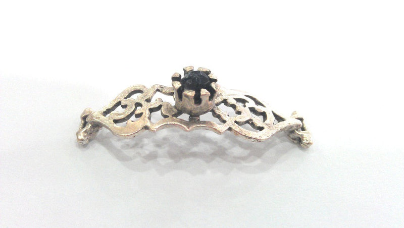 38x13 mm Black  Connectors , Antique Silver Plated Brass  G1233