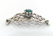 38x13 mm. Water Green  Connectors , Antique Silver Plated Brass  G1234