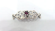 Red Granet  Connectors , Antique Silver Plated Brass (38x13 mm.)   G1242