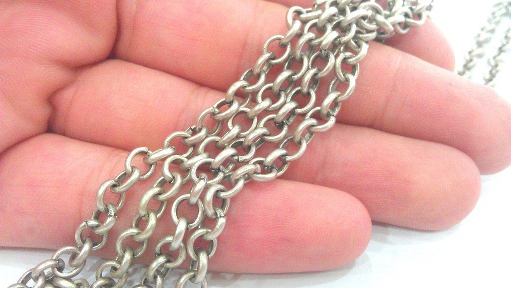 Silver Chain Antique Silver Plated  Rolo Chain 3 Meters - 9.9 Feet  (4.8 mm)  G9963