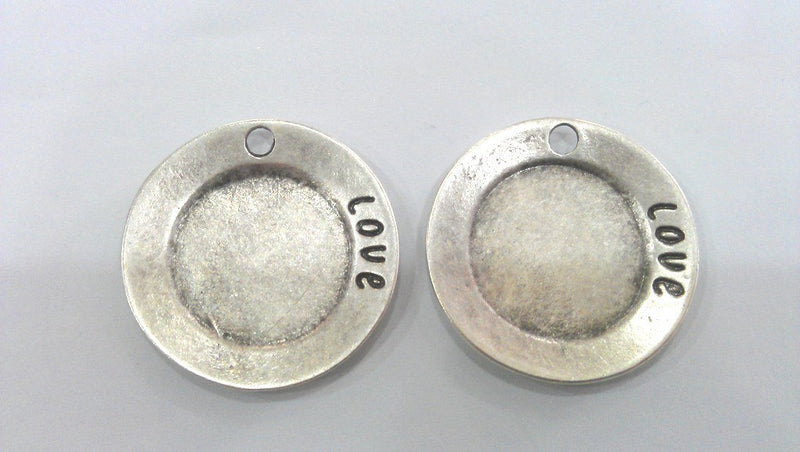 2 Pcs (33 mm)  Antique Silver Plated Love Charms,Pendant  G14380