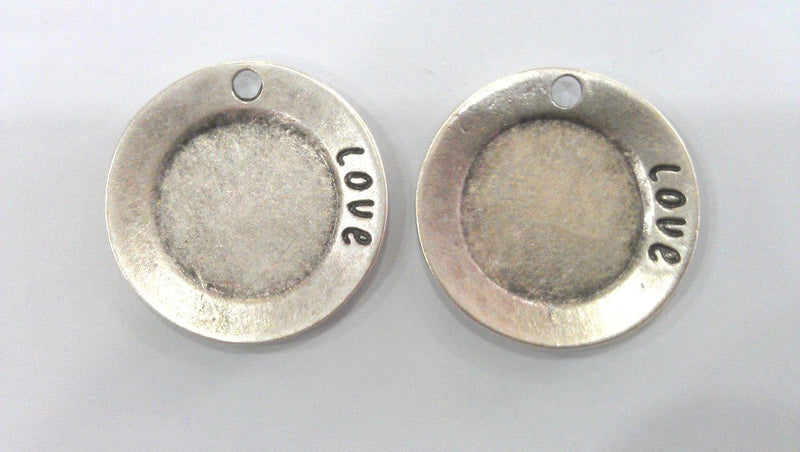 2 Pcs (33 mm)  Antique Silver Plated Love Charms,Pendant  G14380