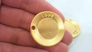 2 Gold Plated Love Charms (33 mm) G1257