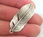 2 Feather Pendant Antique Silver Plated Feather Pendants  (42x16 mm) G9596