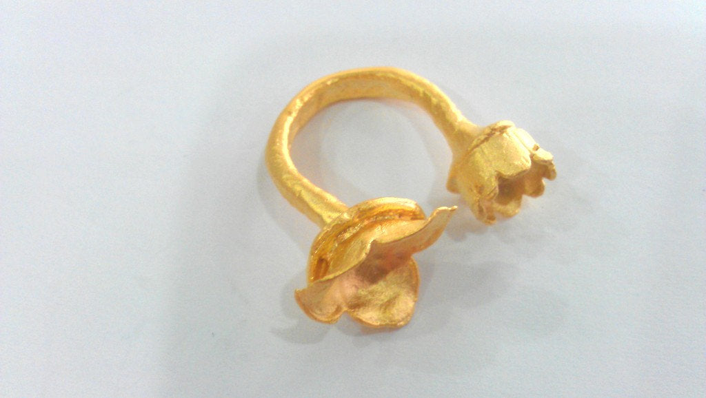 Adjustable Ring Base Blank (8 and 10 mm Blank) Gold Plated Brass G1267