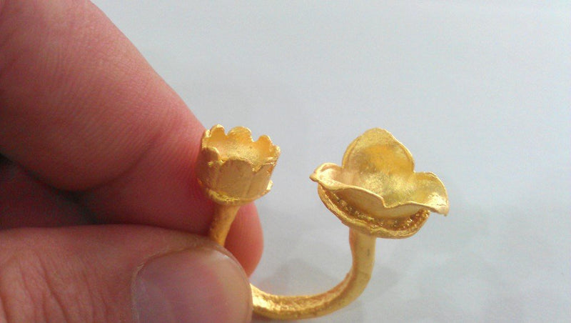 Adjustable Ring Base Blank (8 and 10 mm Blank) Gold Plated Brass G1267