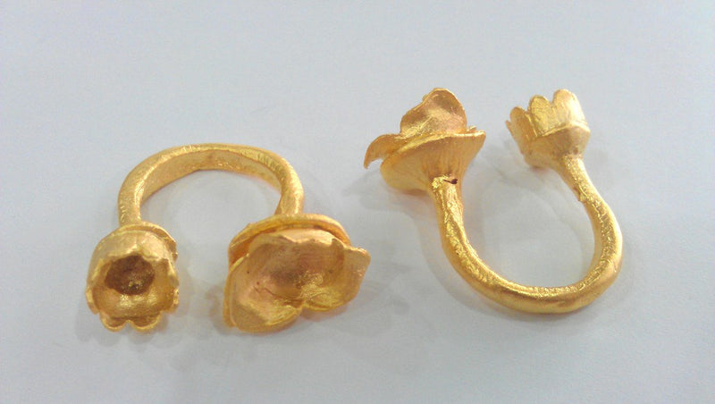 Adjustable Ring Base Blank (8 and 10 mm Blank) Gold Plated Brass G1267