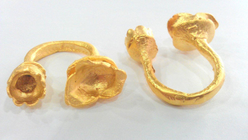 Adjustable Ring Base Blank (8 and 10 mm Blank) Gold Plated Brass G1267