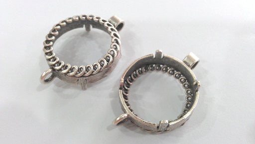 2 Pcs (22 mm) Antique Silver Plated Cabochon Base ,Findings  G1264