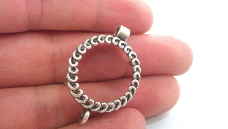 2 Pcs (22 mm) Antique Silver Plated Cabochon Base ,Findings  G1264