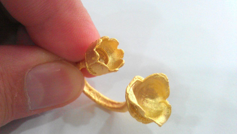 Adjustable Ring Base Blank (8 and 10 mm Blank) Gold Plated Brass G1267