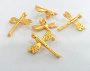 20 Gold Plated Brass Dragonfly Charms  20 Pcs (14x12 mm)  G9539