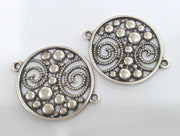 2 Pcs. (30 mm)  Matte Silver Plated Metal  Connector  with two holes, Pendant G9436