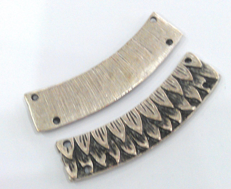2 Eagle Feather Pendant Antique Silver Plated Connector  With Four Holes, Findings (55x13 mm)  G9487