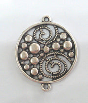 2 Pcs. (30 mm)  Matte Silver Plated Metal  Connector  with two holes, Pendant G9436