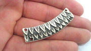2 Eagle Feather Pendant Antique Silver Plated Connector  With Four Holes, Findings (55x13 mm)  G9487