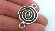 4 Silver Charm Antique Silver Plated Metal  Connector  with two holes, Pendant 4 Pcs. (24 mm)   G9563