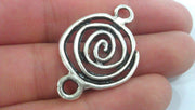 4 Silver Charm Antique Silver Plated Metal  Connector  with two holes, Pendant 4 Pcs. (24 mm)   G9563