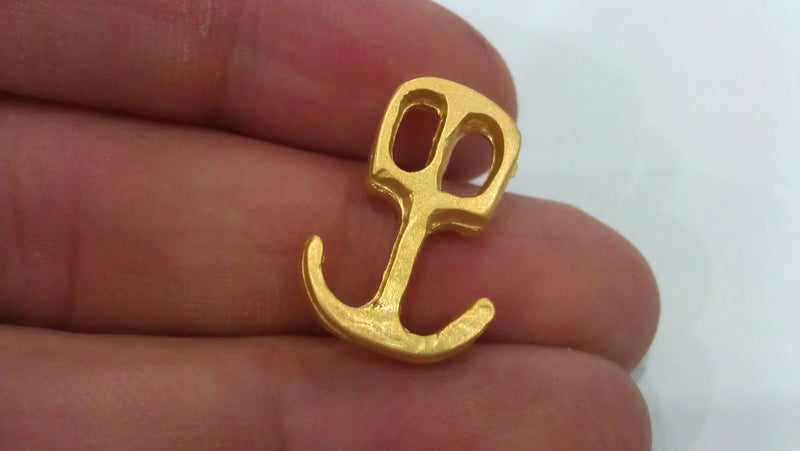2 Pcs (22x15 mm.) Gold Plated Anchor Connector ,     G1291