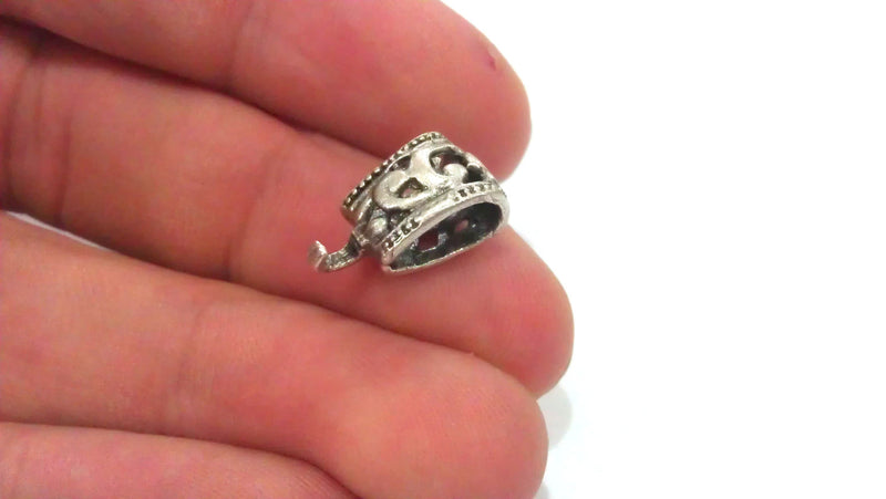2 Bail Findings Antique Silver Plated Brass Connector ,Findings  G14561