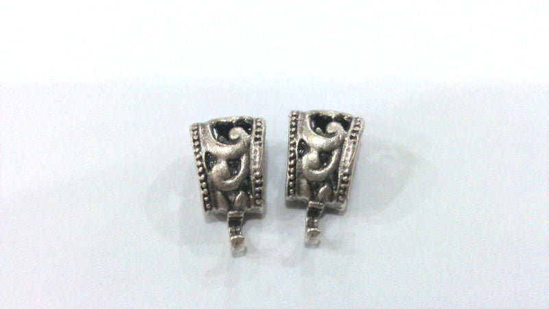 2 Bail Findings Antique Silver Plated Brass Connector ,Findings  G14561