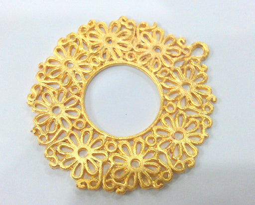 Gold Plated Flower Pendant  Connector  (51 mm)  G11584