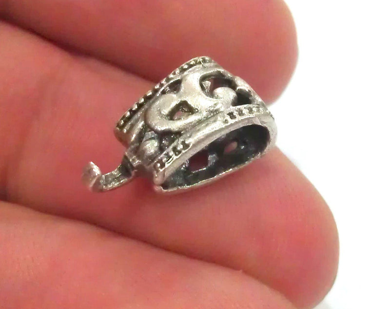2 Bail Findings Antique Silver Plated Brass Connector ,Findings  G14561