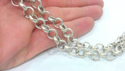 1 Meter - 3.3 Feet  (9 mm) Antique Silver , Antique Silver Plated Large Rolo Chain  G12153
