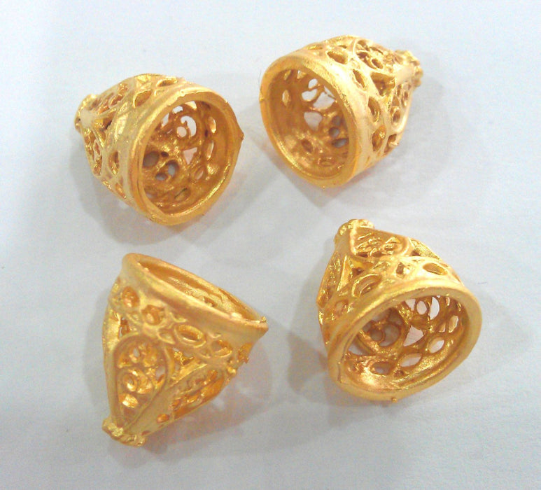 10 Gold Plated Cone Findings Gold Plated Brass  10 Pcs (14x12 mm)  G9442