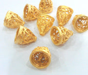 100 Gold Plated Cone Findings Gold Plated Brass  10 Pcs (14x12 mm)  G9442
